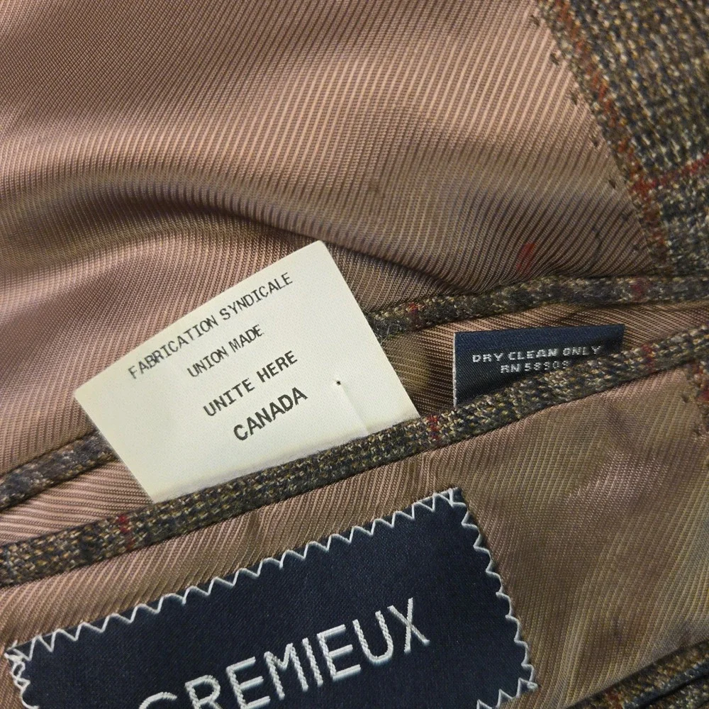 Loro Piana Cremieux Sport Coat 48R Mens Brown Glen Plaid Wool Blazer Jacket Can